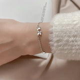 925 Sterling Silver Diamond-Studded Butterfly Bracelet for Women Adjustable Jewelry Flower Temperament Fashion 