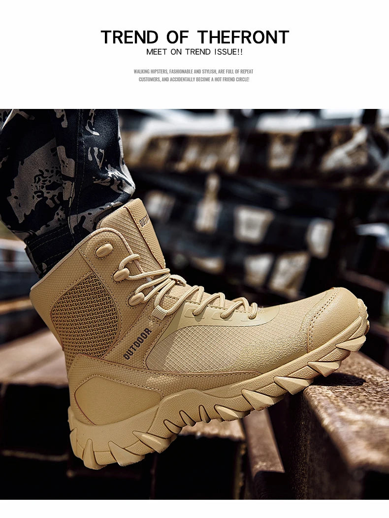 Upgraded Tactics Combat Training Boots Male Outdoors Camping Anti-wear Rapid Response Hiking Shoes Fishing Hunting Sneakers Men