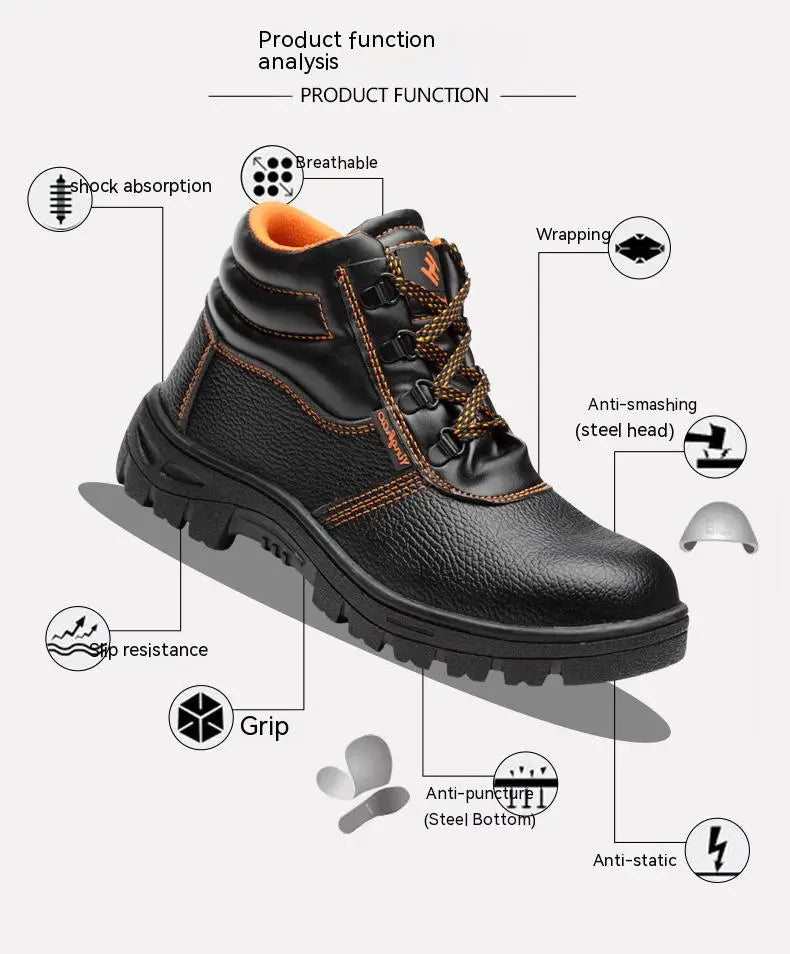 Wear-resisting Men Work Safety Boots Anti-smash Anti-puncture Work Sneakers Waterproof Boots Indestructible Protective Work Boot