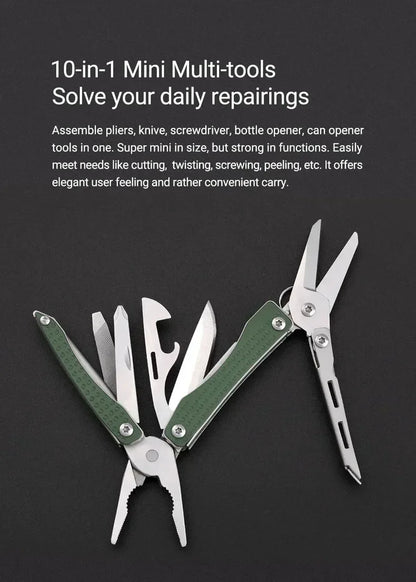 NexTool Mini Flagship 10 IN 1 Multi Functional Folding EDC Hand Tools Pockets Pliers Screwdriver Bottle Opener Outdoor Multitool