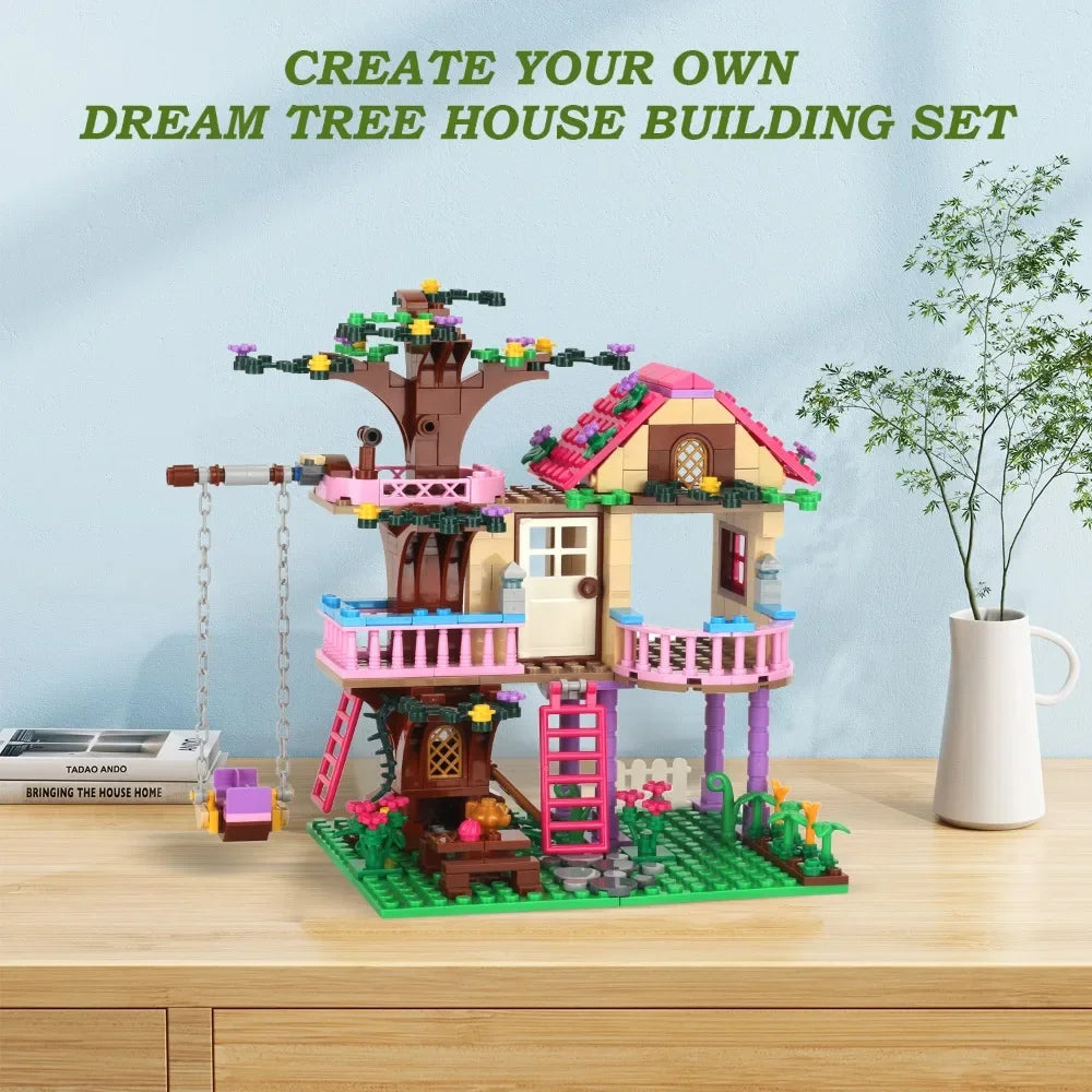 Friends City Tree House Summer Holiday Villa Castle Building Blocks Sets Garden Model DIY Toys Kids Girl Boy Child Birthday Gift