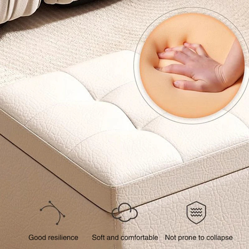 Home Door Shoe Stool, Large Capacity Storage Box, Long Wooden Storage Stool, Living Room Stool, Bathroom Footrest, Furniture
