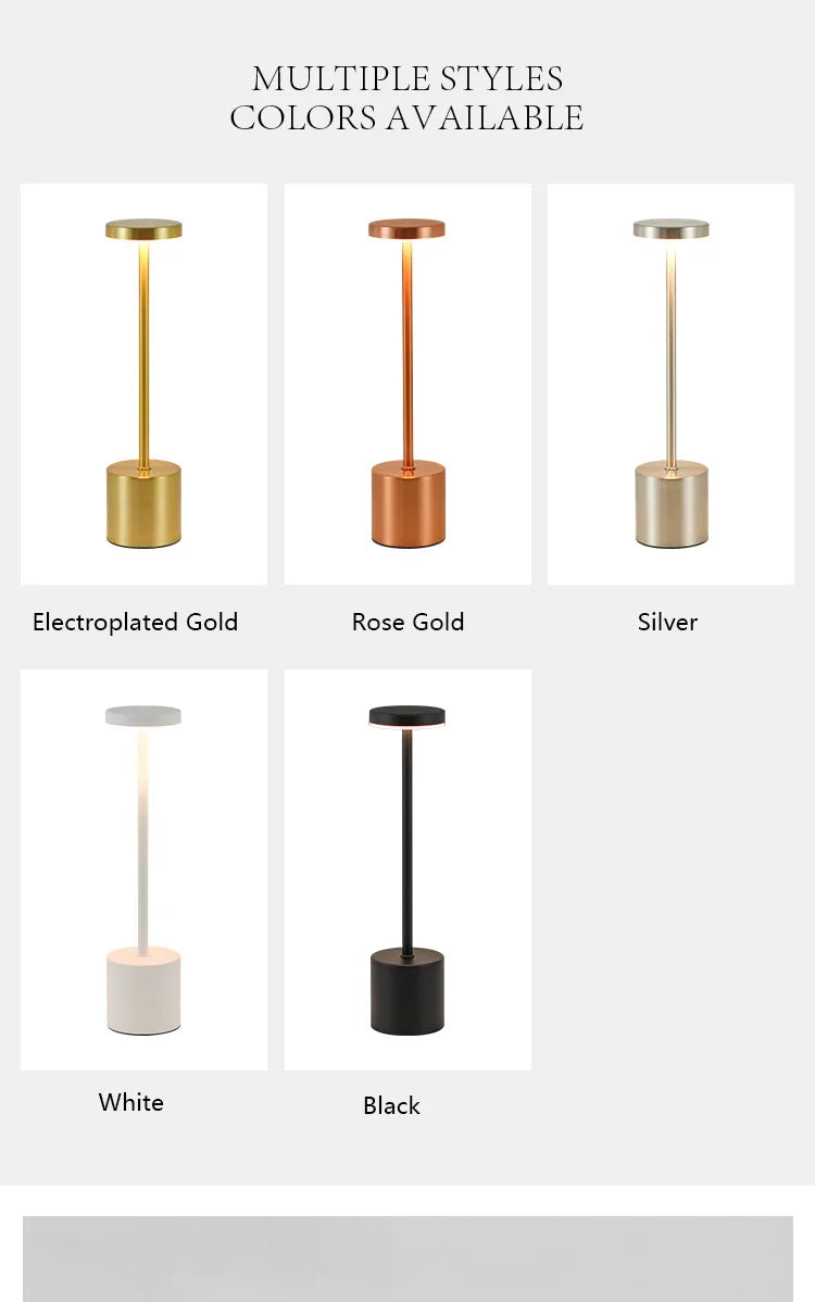 Table Lamp LED Touch Sensor Desktop Night Light Rechargeable Wireless Reading Lamp 3Colors Adjustable Creative Ambient Light