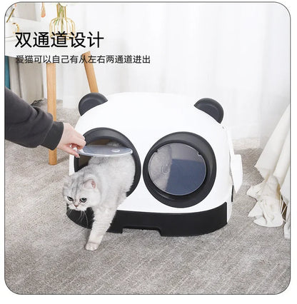 Huge Cute Cat Litter Box Plastic Enclosure Design Portable Enclosure Closed Cats Toilet House Cove Tray Areneros Gatos Pet Items