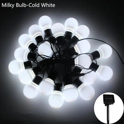 5/7/12m led globo solar luzes da corda de fadas guirlanda natal rua casamento lâmpadas ao ar livre para festa feriado jardim pátio