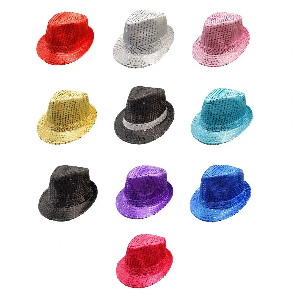 Stylish Unisex Hemming Sun Carnival Hat Unisex Stage Performance Sequins Hat