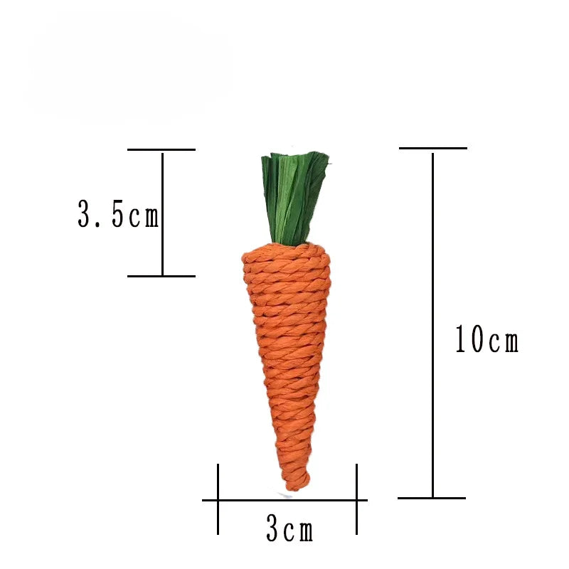 Small Animal Chewing Toys Carrot Eggplant Corn Plant Woven Toy for Rabbit Bunnies Hamster Molars Sticks Pet Toys Pet Accessories