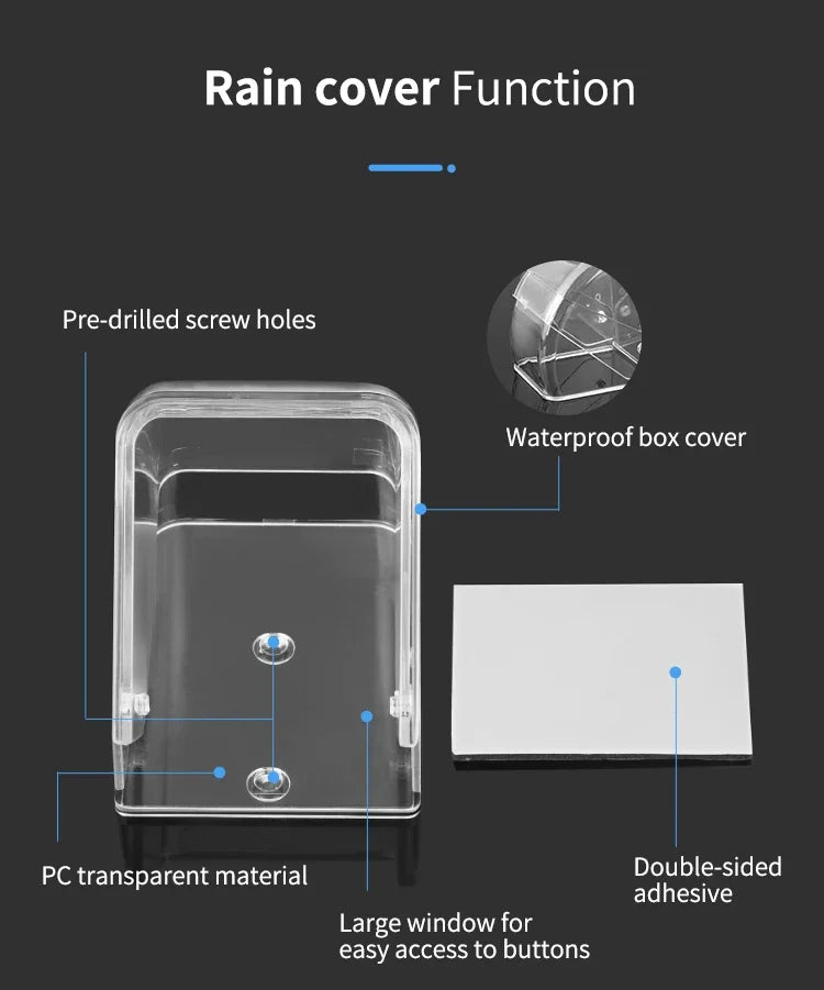 CACAZI PC Transparent Waterproof Cover for Wireless Doorbell Button Chime Outdoor Rain-cover Home Case Suitable for Most Buttons