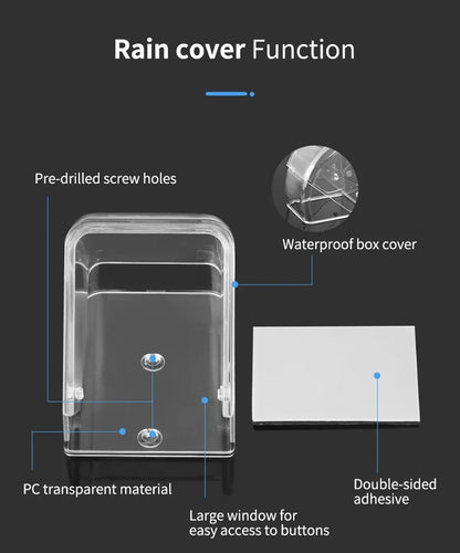 CACAZI PC Transparent Waterproof Cover for Wireless Doorbell Button Chime Outdoor Rain-cover Home Case Suitable for Most Buttons