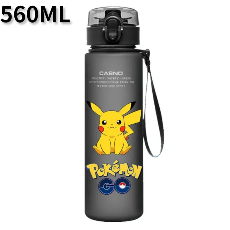 Anime Pokemon Portable Plastic Water Bottle 560ML Ash Ketchum Pikachu High Capacity Insulation Outdoor Water Cup for Kids Gift