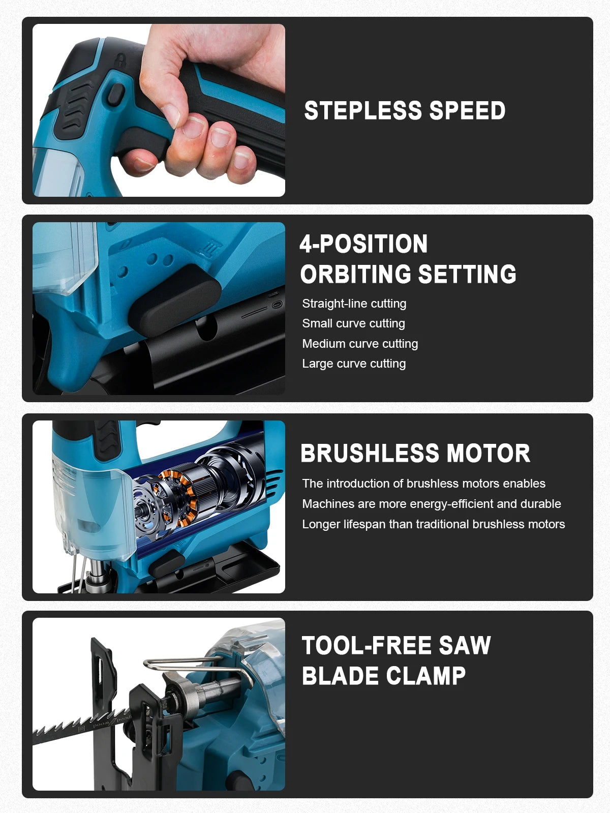 Gisam 26mm Electric Jigsaw Portable Cordless Saw Multi-Function Wood Cutting Woodworking Machines For Makita 18V Battery pin