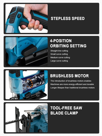 Gisam 26mm Electric Jigsaw Portable Cordless Saw Multi-Function Wood Cutting Woodworking Machines For Makita 18V Battery pin