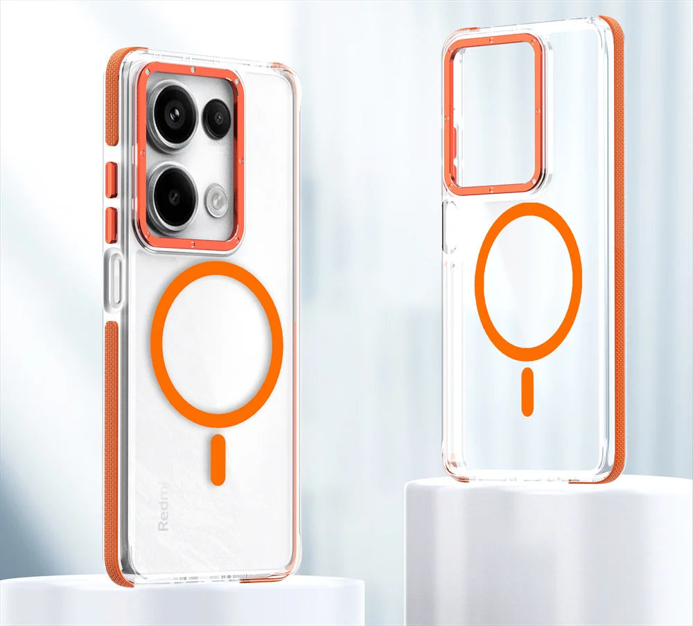 Luxury Magnetic Clear Case for Redmi 15C Note 14 13 12 Pro Plus 4G 5G For Magsafe Cover for Xiaomi 15T 14T Pro Poco X7 Pro Case