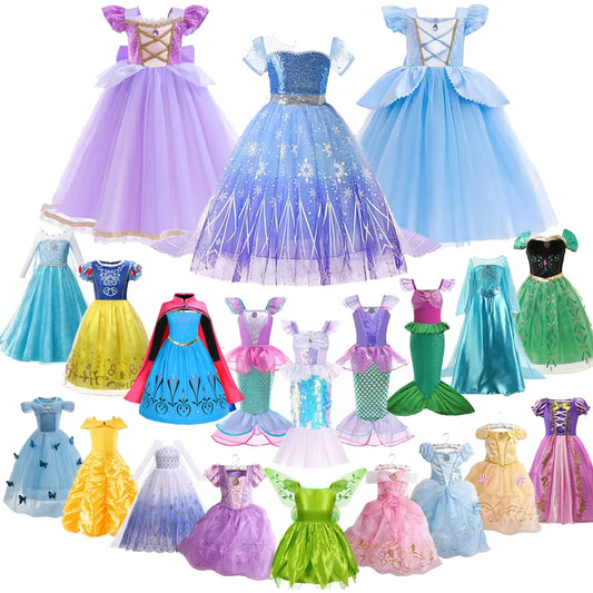 Elsa Anna Kid Princess Girls Dress Rapunzel Kids Cosplay Halloween Dresses Children Costume Birthday Party Dress