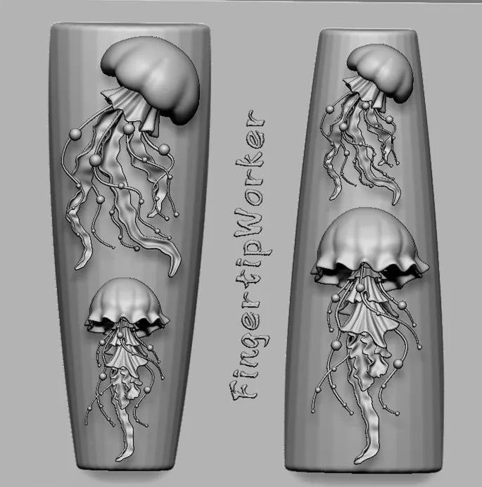 1Pc Chain Ice Flower Fox Spoon Fork Dragon Snake Butterfly 3D Acrylic Mold Nail Art Decorations  DIY Design Silicone Nails Mold