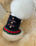 FATHIN Dog Princess Dresses Puppy Bow Knot Dress Luxury Pet Skirt Striped Dresses for Small Medium Cats