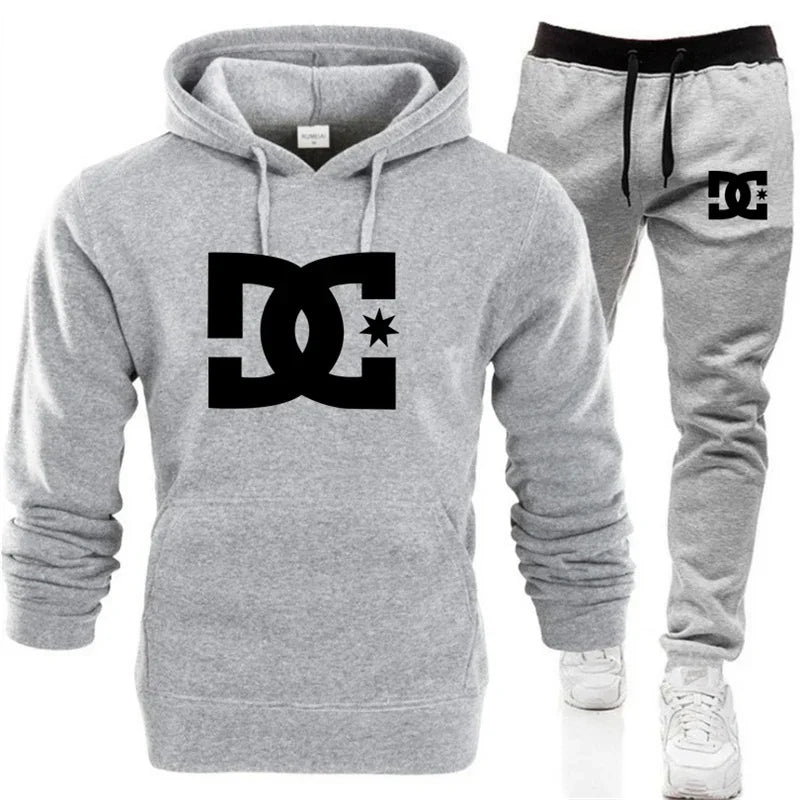 New men's autumn and winter hooded sweatshirts, sportswear, outdoor fashionable jogging couple pullovers and trousers two-piece