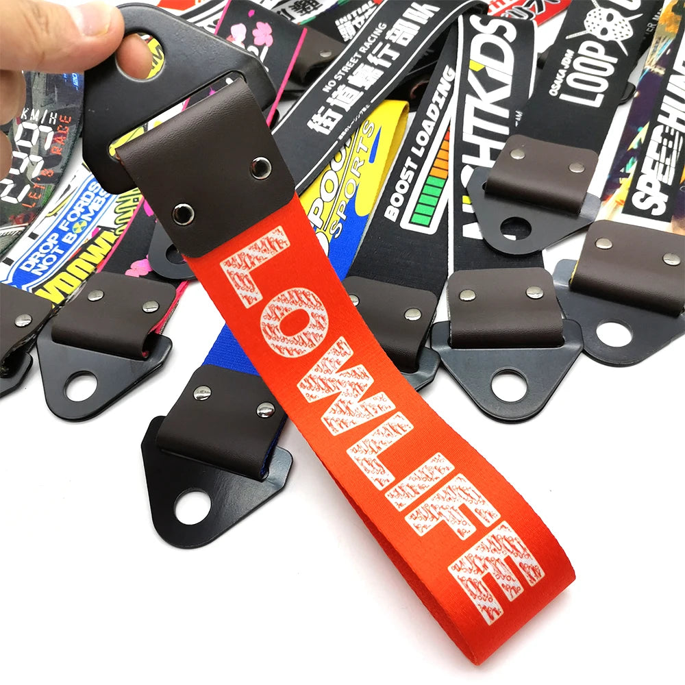 Correa de remolque colgante para coche con cultura de carreras JDM, cuerda de remolque, cinta, parachoques, accesorios para NOS HKS Initial D
