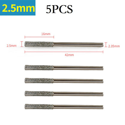 5pcs 0.8/1/1.2/1.5/1.8/2/2.5mm Diamond Coated Drill Bits With 2.35mm Shank Glass Jade Amber Jewelry Glass Diamond Drill Bit