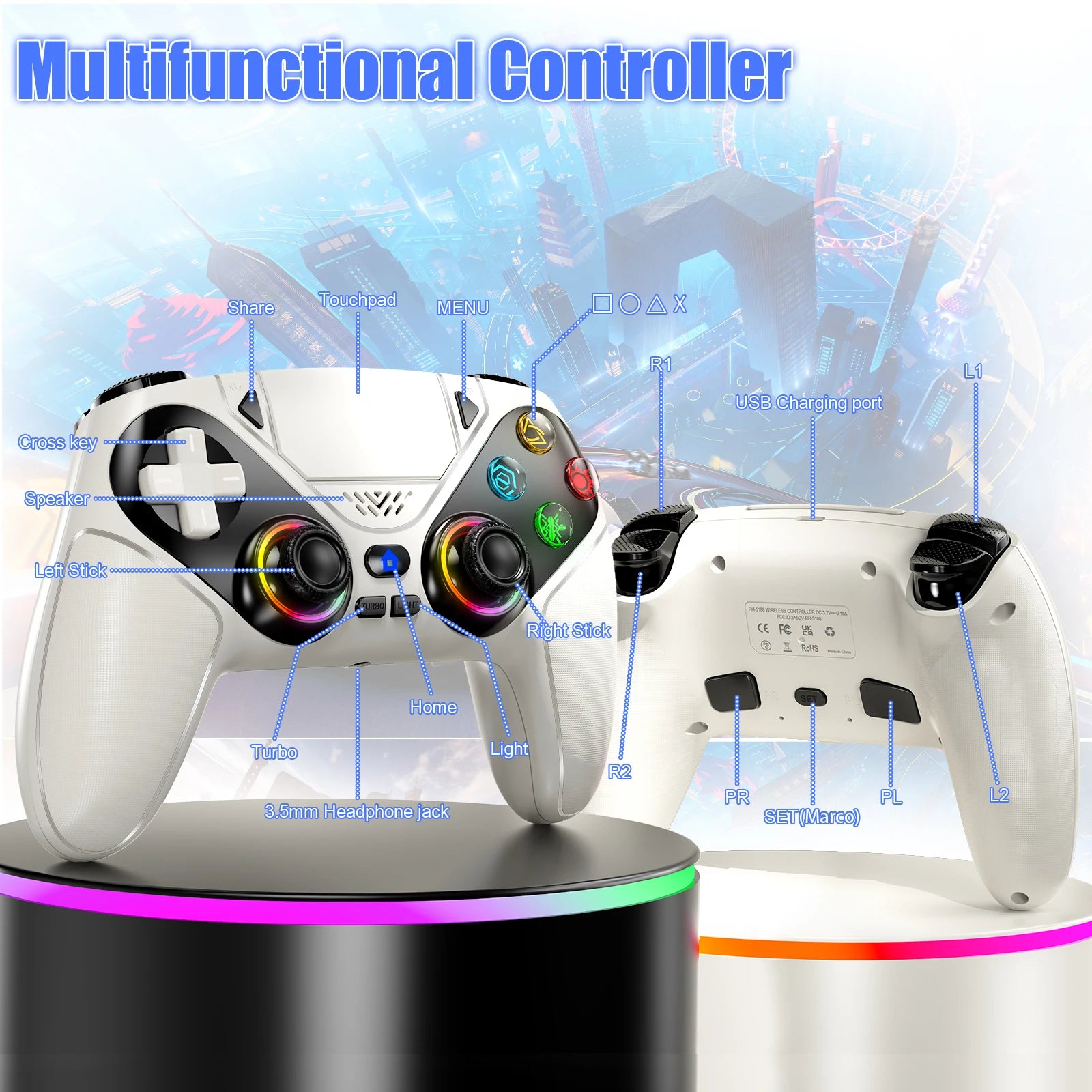 Gamepad For Playstation 5 Wireless Controller PS5 Console Gaming Controller With Turbo Dual Sense Vibrate Programming