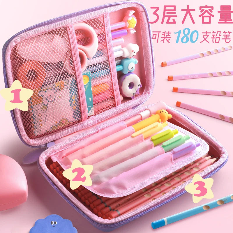 3D Pencil Case EVA Stationery Box School Supplies Pink Unicorn Pen Bag Ruler Storage Eraser Holder Pouch Rabbit Organizer INS A