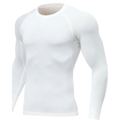 Men Long Sleeve Slim Tops Sports T-shirts Gym Fitness Compression T-shirt Running Shirt Football Outdoor Jogging Tight Quick Dry 