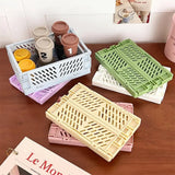 6 Color Organizing Storage Baskets Case Folding Student Desktop Basket Tape Stationery Plastic Foldable Container Storage Box