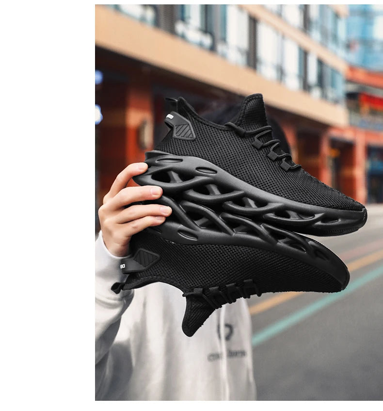 Men Casual Sports Shoes Breathable Lightweight Sneakers Outdoor Mesh Black Running Shoes Athletic Jogging Tennis Walking Shoes