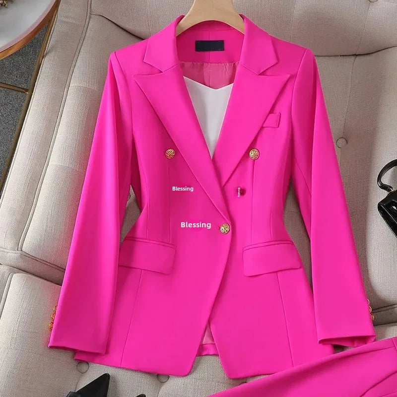 Elegant Women's Fashionable White Western-Style Suit Zihongsuitsuit High-End Business Attire Long-Pants Set For Special Occasion