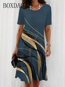 Fashion Elegant Women Dress Plus Size 8XL 9XL Short Sleeve O-Neck Casual Vacation Party Dress Big Size Floral Print A-Line Dress