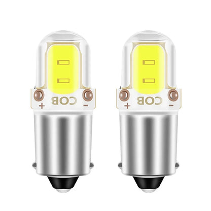 2PCS BA9S LED T4W H6W LED-CANBUS COB 2LED Bulb Car Interior License Plate Light Marker Reading Auto Lamp White 6000K 12V