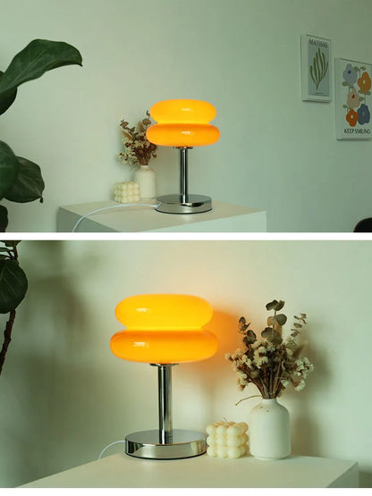 Macaron Glass Table Lamp Trichromatic Dimming Living Room Atmosphere Lamps Eye Protection Night Light Girl Bedroom Bedside Decor