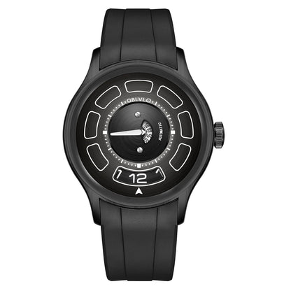 OBLVLO BLM-UFO Unique UFO-Shaped Automatic Watch with Luminous Silicone Strap And Steel Bracelet Waterproof Mechanical Timepiece