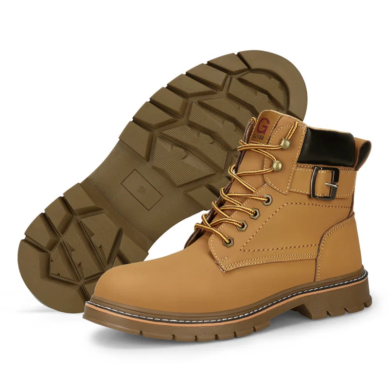 Latest 2023 Waterproof Men Leather Boots Steel Toe Cap Safety Work Shoes Anti Smashing Indestructible Construction Welding Boots