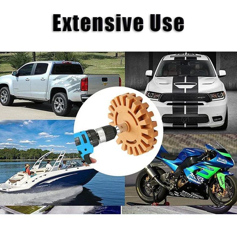 Car Eraser Wheel Adhesive Remover Rubber Wheel Smooth Power Drill Adapter Removal Paint Repair Rubber Vinyl Decals Removal Tool