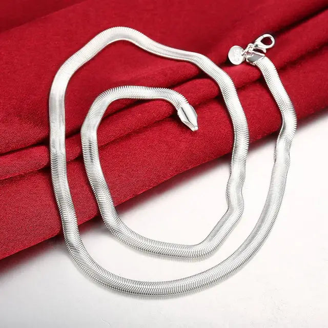 Colar de Corrente Cobra para Homens e Mulheres, prata esterlina 925, moda tira, alta qualidade, 1mm