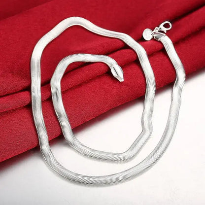 Snake Chain Necklace for Men and Women, 925 Sterling Silver, Fashion Sliver, High Quality, 1mm 
