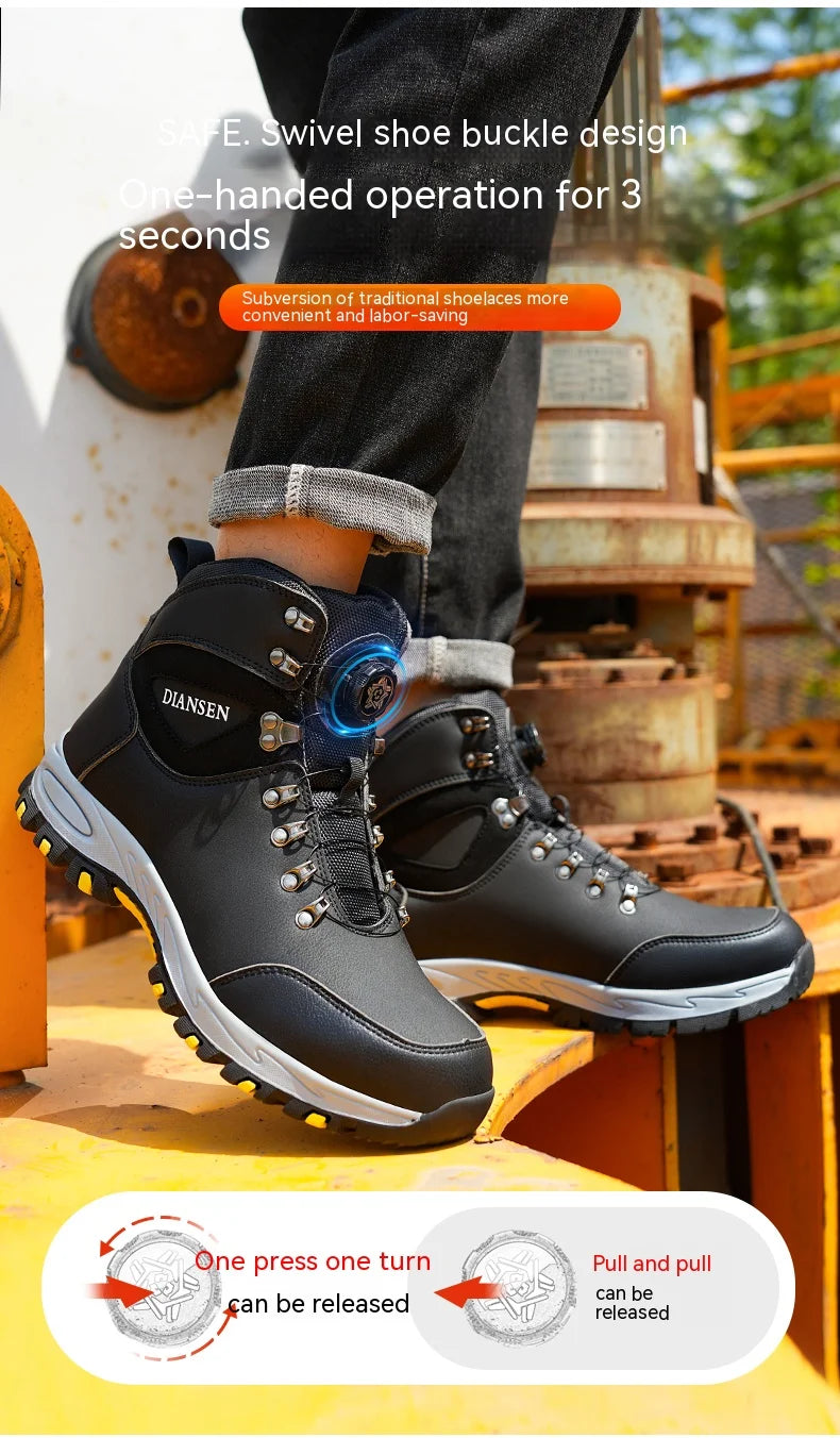 Rotating Button Safety Shoes Men Work Sneakers Indestructible Shoes Puncture-Proof Protective Shoes Work Boots Tactical Boots