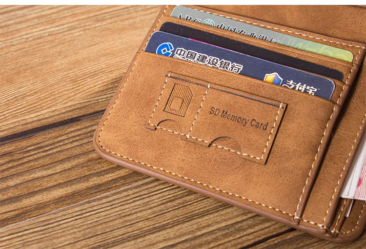 Men's Wallet Leather Billfold Slim Hipster Cowhide Credit Card/ID Holders Inserts Coin Purses Luxury Business Foldable Wallet