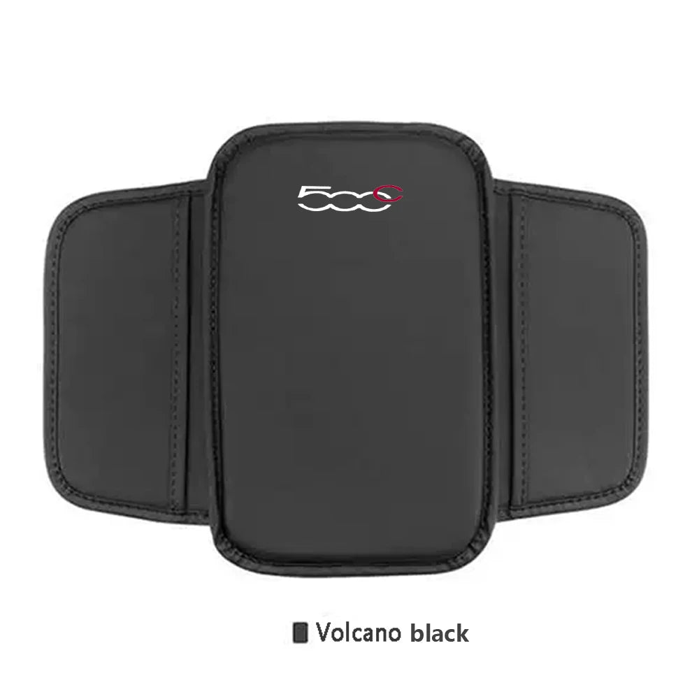 For Fiat 500 500C 500S 500X Abarth Car Accessories Center Console Arm Rest Protector Leather Car Armrest Box Pad Storage Pocket