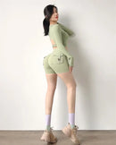 TRY TO BN - Pantalones cortos deportivos para mujer, con bolsillos, cintura alta, sexys, para gimnasio, entrenamiento, push up, pantalones cortos de ciclista, mallas de ciclismo para fitness