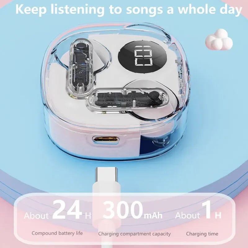 Apro138 True Wireless Bluetooth V5.3+EDR Transparency Headphones with ENC and LED Power Digital Display Stereo Sound Earphones