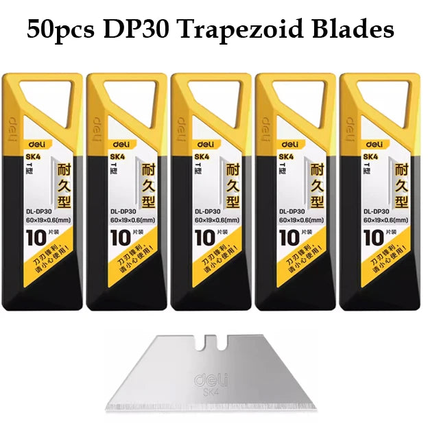 Deli 10pcs/box Knife Blade 9mm 18mm SK5 Metal Blades for Home School Supplies Art Craft Paper Box Cutting Utility Knife Tool