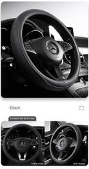 Napa Leather Perforated Patchwork Car Steering Wheel Cover, Non-slip, Breathable, Universal 15 Inch (Approx. 38cm)