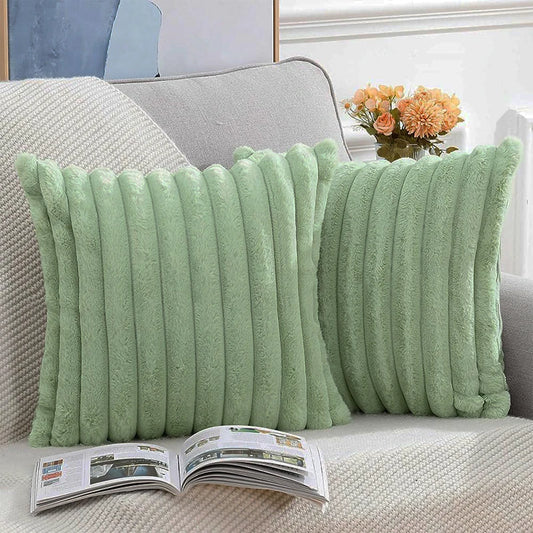 1pc  Plush Decorative Throw Pillow Cover Fuzzy Striped Soft Throw Pillow Covers Cushion Covers for Sofa living room Bedroom