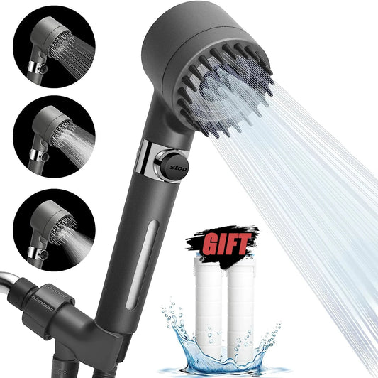 Chuveiro De Alta Pressão Com Filtro De Escova De Massagem, Spray De Água Ajustável, Torneira Do Chuveiro De Chuva, Acessórios Do Banheiro, 3 Modos, Novo