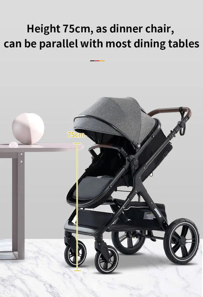 Poussette luxueuse 3 en 1 pour nouveau-né, modèle de voyage et pliable, Cadre Aluminium, Landau, Capote Rabattable