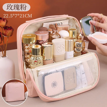 Professional Stand up Cosmetic Bag Large Capacity Travel Toiletry Organizer With Multiple Compartments Portable Storage Pouch