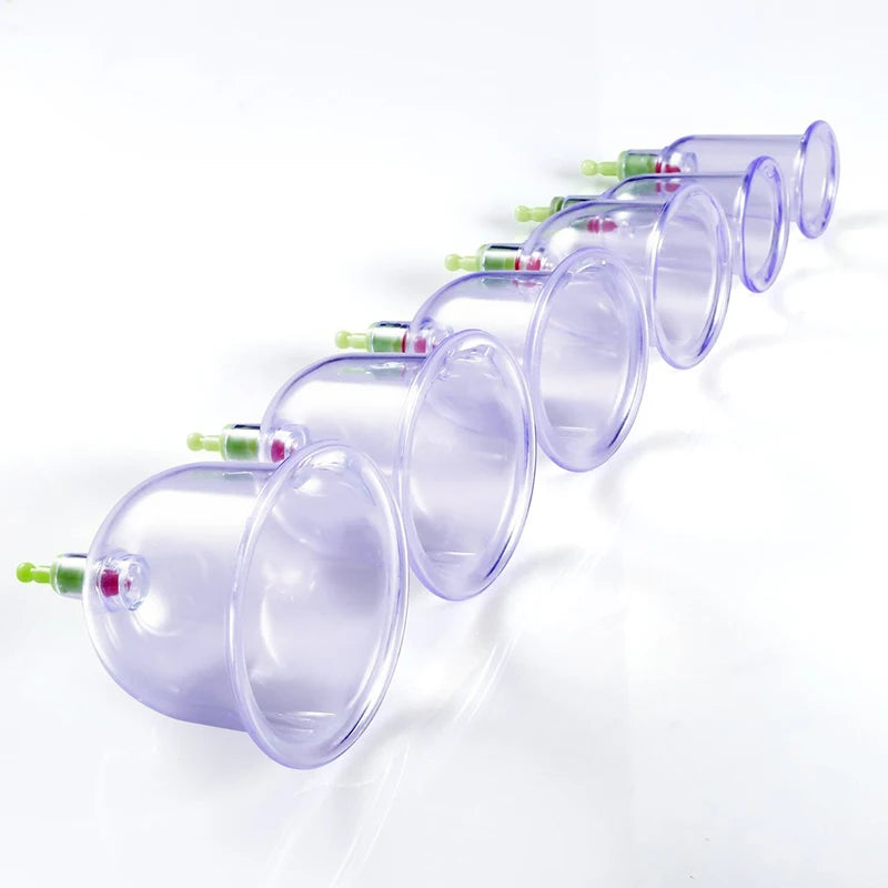 12Pcs Vacuum Cupping Sets with Pumping Gun Suction Cups Back Massage Body Cup Detox Anti Cellulite Cans Healthy Care Jars