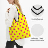 Custom Recycling Classic Black And White Polka Dot Shopping Bag Women Tote Bag Portable Grocery Shopper Bags